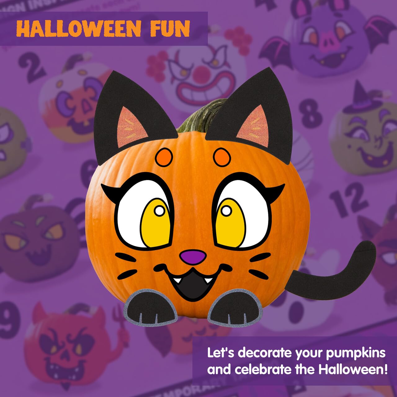 Klever Kits Halloween Craft Pumpkin Decorating Kit, Arts Activities Party Supplies, Party Favors for Kids, Halloween Painting Kit with 12 Designs, DIY