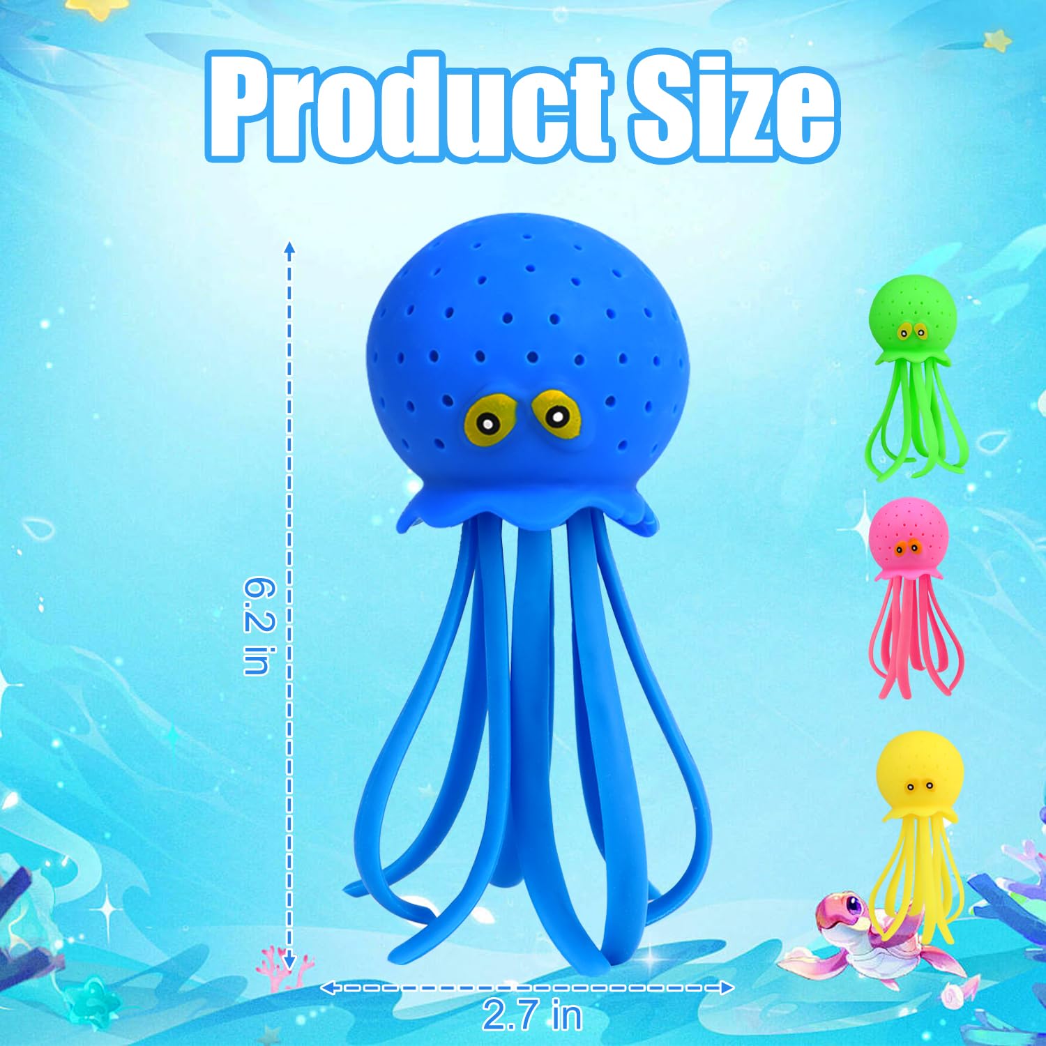 Auvitaya 4 PCS Octopus Water Balls, Sensory Stress Relief Floating Pool Toys for Kids, Water Splash Balls Toddler Swim & Bath Toys, Christmas Goodie