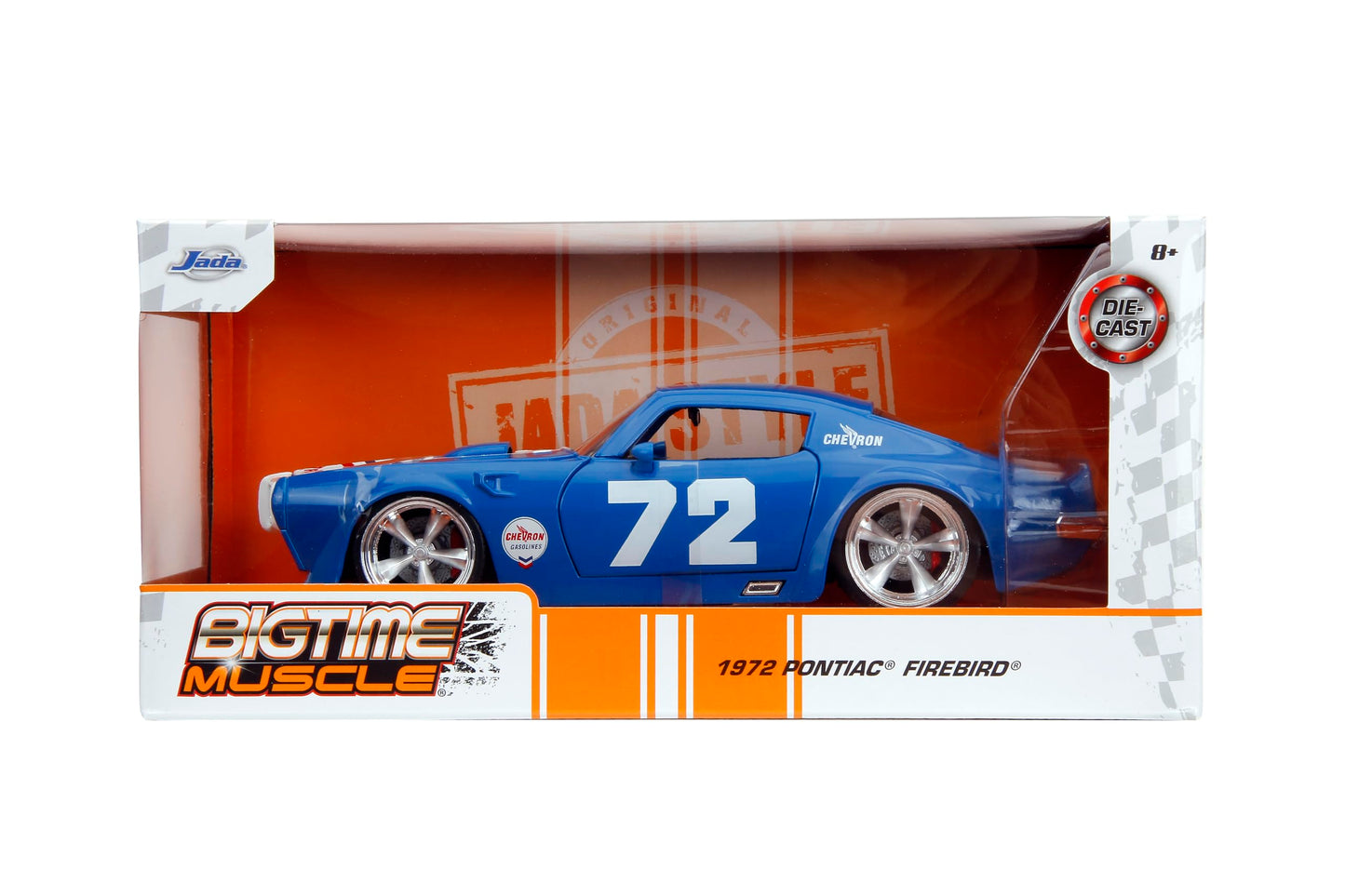 Jada Big Time Muscle Chevron 1:24 1972 Pontiac Firebird Die-Cast Car, Toys for Kids and Adults(Blue)