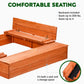 Wooden Outdoor Sandbox with Cover,Sand Box with Foldable Storage Bench Seats and Sand Protection,Kids Play Equipment for Outdoor(47X47Inch