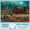 Bits and Pieces 300 Piece Puzzles for Adults 300 Large Pieces 18" x 24" Jigsaw Puzzles, Halloween Farm Scarecrow Haunted House, Random Die Cut, No 2