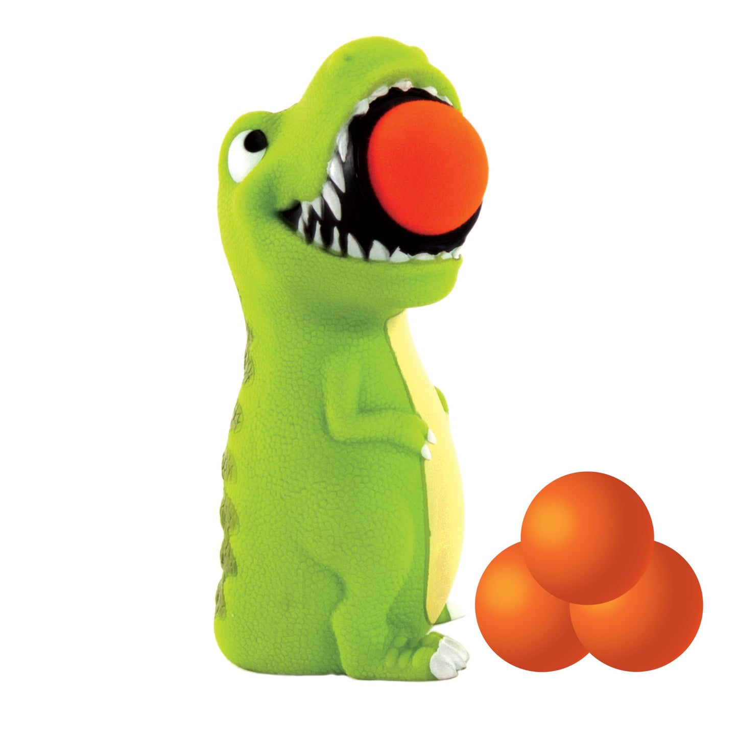 Hog Wild T-Rex Ball Popper Toy - Includes 4 Soft Foam Balls - Squeeze to Pop Air Powered Balls Up to 20 Feet - Launcher Safe for Indoor/Outdoor Play