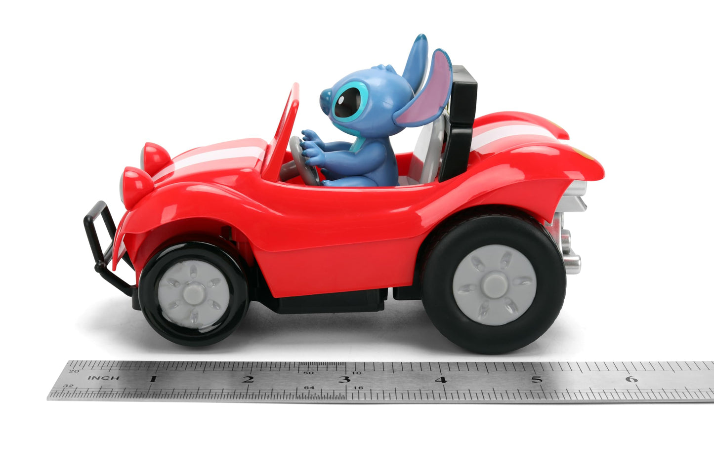 Jada Toys 1:32 RC Disney Stitch Buggy - Simple Function Remote Control Car with Built-in Stitch Figure and 5.5" Body - Kid-Friendly RC Vehicle