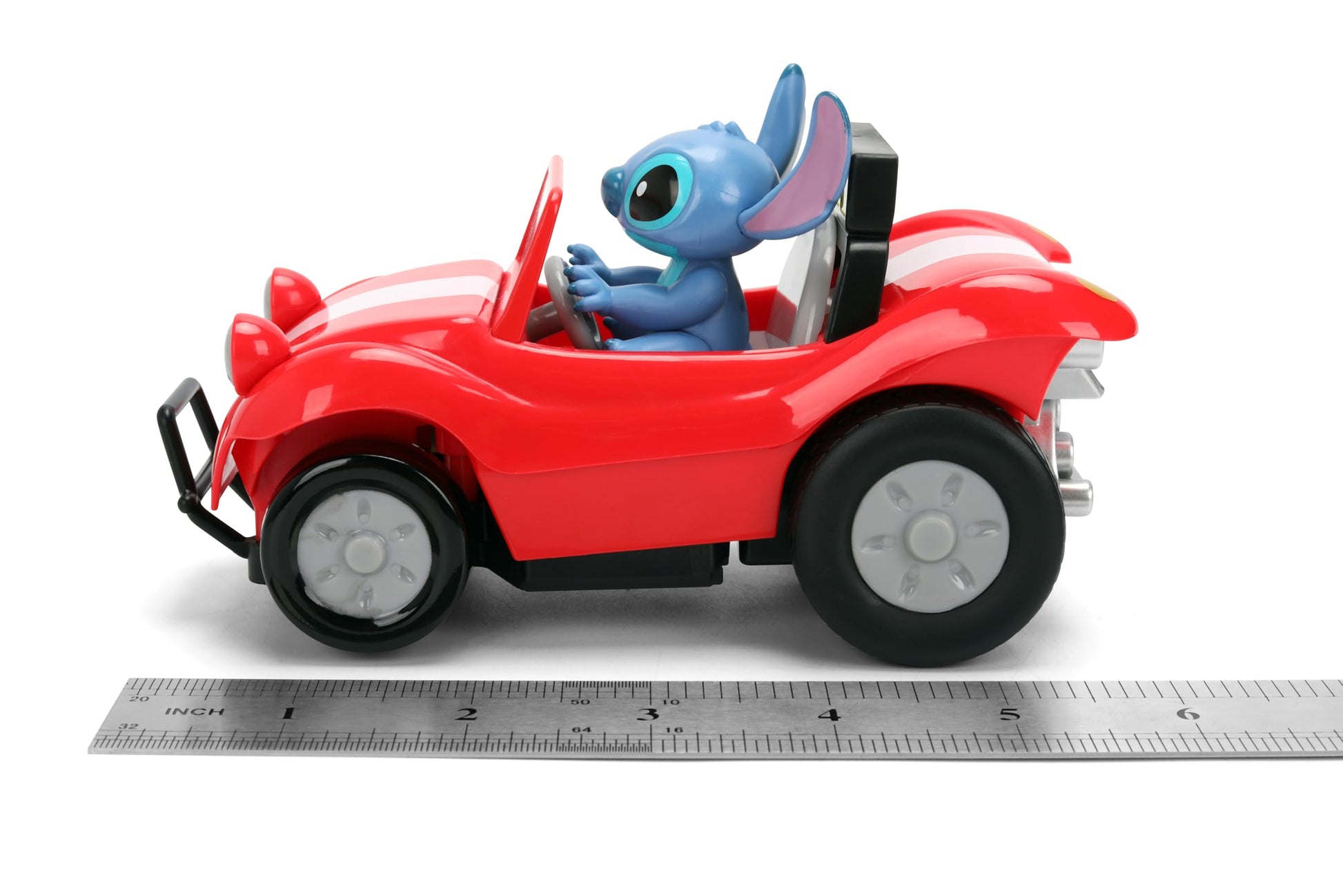 Jada Toys 1:32 RC Disney Stitch Buggy - Simple Function Remote Control Car with Built-in Stitch Figure and 5.5" Body - Kid-Friendly RC Vehicle