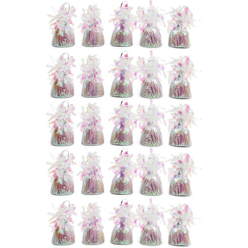 BLUE PANDA Holographic Balloon Weights - 6 oz, 4.5 in, 15 Pack - Iridescent Balloon Table Centerpiece & Anchor Weights for Party Decor