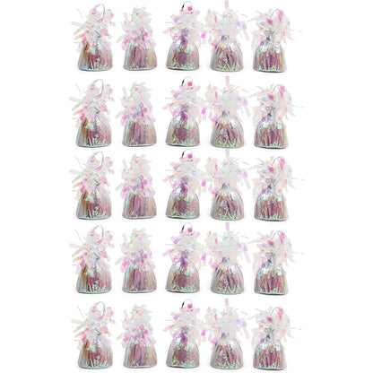 BLUE PANDA Holographic Balloon Weights - 6 oz, 4.5 in, 15 Pack - Iridescent Balloon Table Centerpiece & Anchor Weights for Party Decor