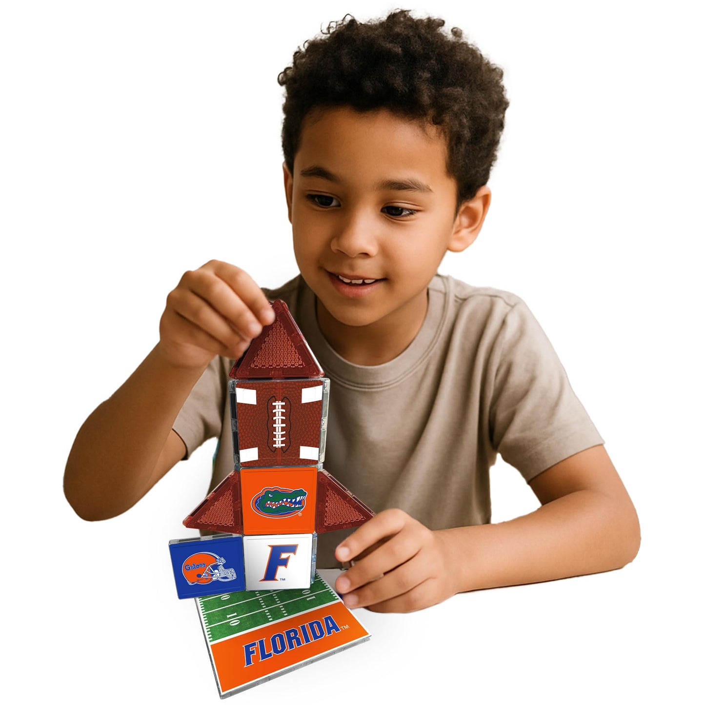 CreateOn NCAA Fan-Tiles Magnetic Match-Up Tiles for Florida Gators Fans, 17-Piece Building for Kids & Adults, Officially Licensed NCAA Team