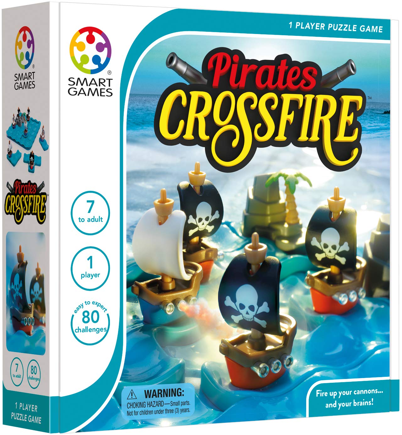 SmartGames Pirates Crossfire - Strategy Logic Game with 4 Playing Modes and 80 Challenges for Ages 7+