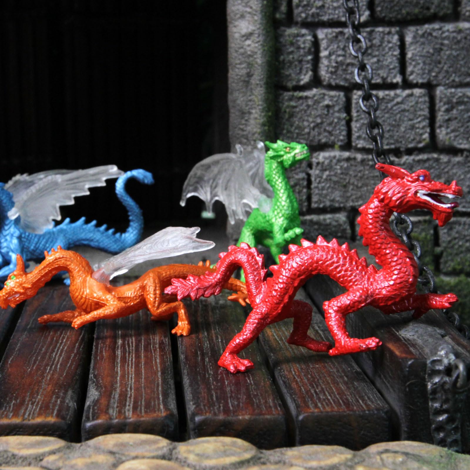 Safari Ltd Dragons Designer TOOB - 6 Mini Figurines Including Forest, Ice, Midnight Moon, Mountain, Cloud and Chinese Horned Dragon - Toy Figures