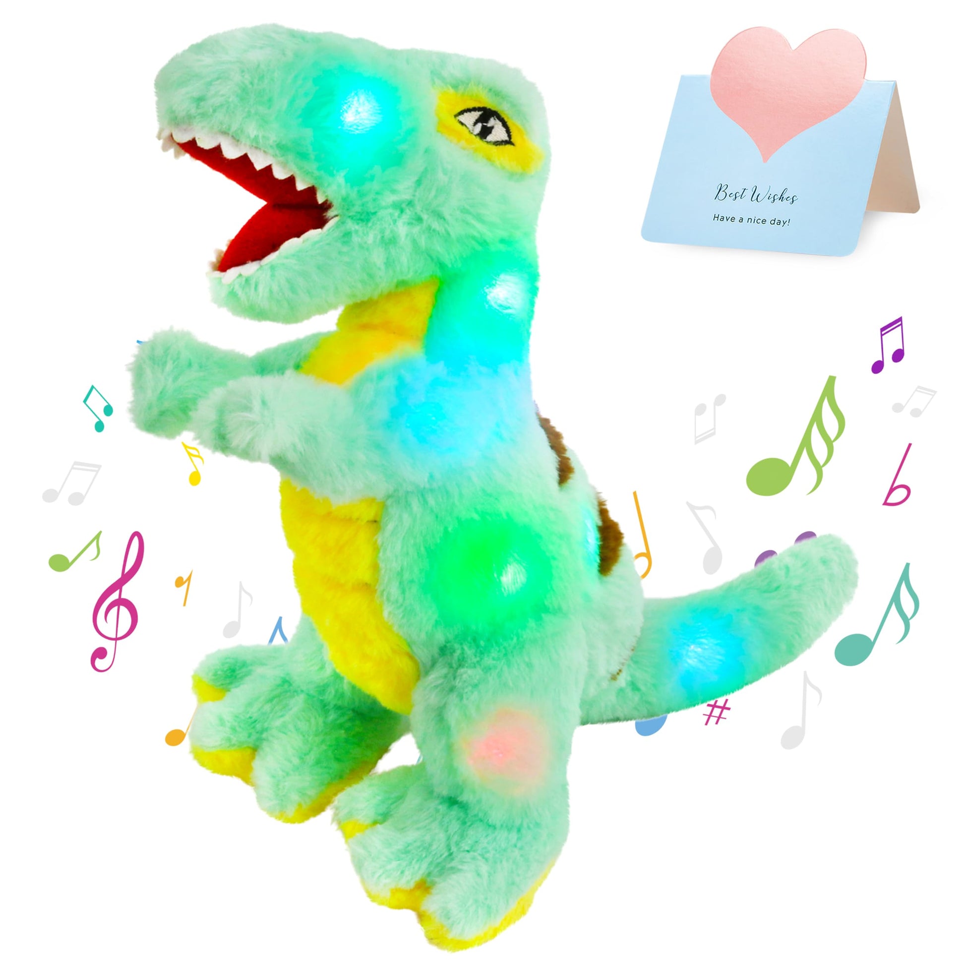 Glow Guards Light up Musical T-Rex Dinosaur Stuffed Animal,Soft Dinosaur Plush Toy with LED Night Light&Lullaby Glow in the Dark,Birthday Children's