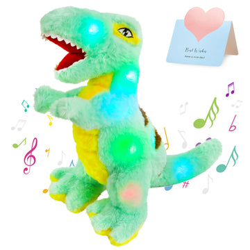 Glow Guards Light up Musical T-Rex Dinosaur Stuffed Animal,Soft Dinosaur Plush Toy with LED Night Light&Lullaby Glow in the Dark,Birthday Children's