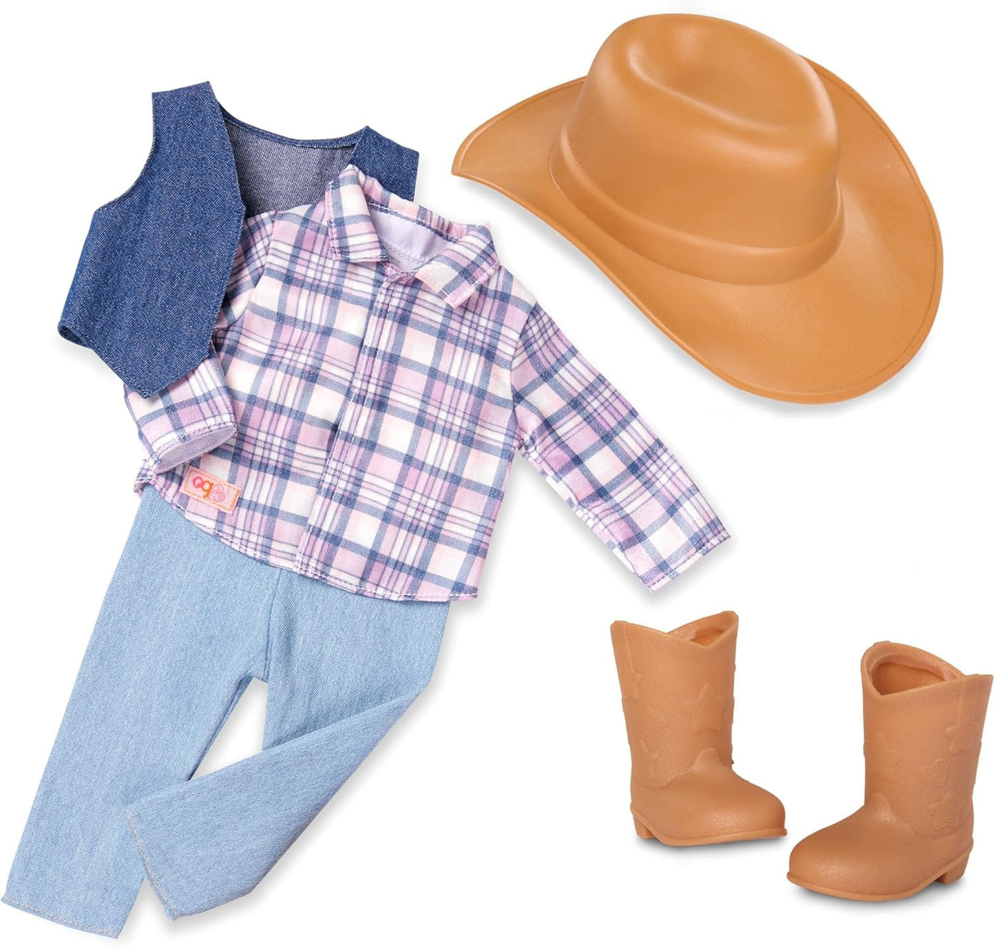 Our Generation - 18-inch Cowgirl Doll - Lifelike Gray Eyes & Wavy Blonde Hair - Cute Plaid and Denim-Style Western Outfit - Cowboy Hat & Horseback