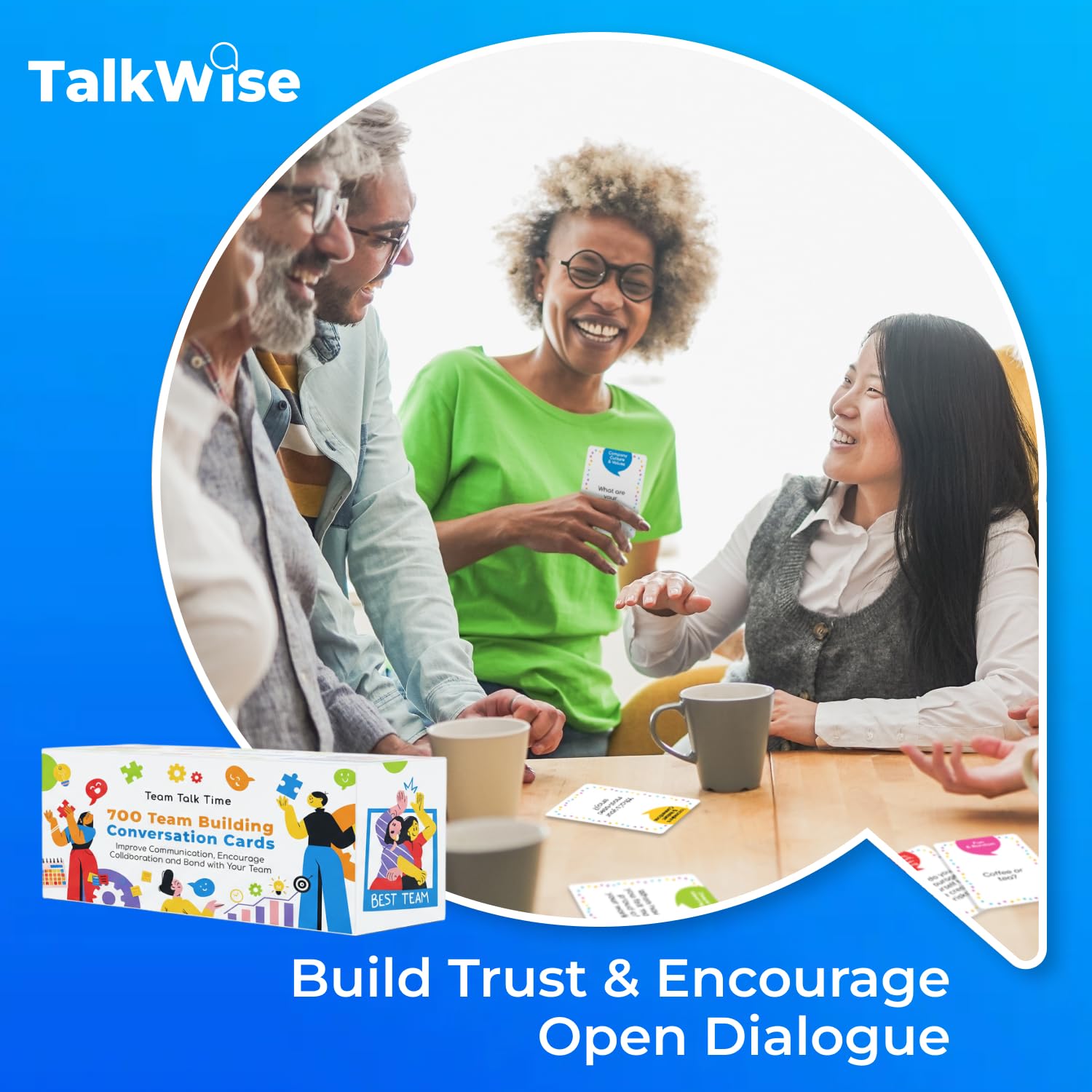 700 Team Building Conversation Cards for Coworkers, Fun Team Building Games for Work, Communication Cards for Deeper Connections, Ice Breaker Question