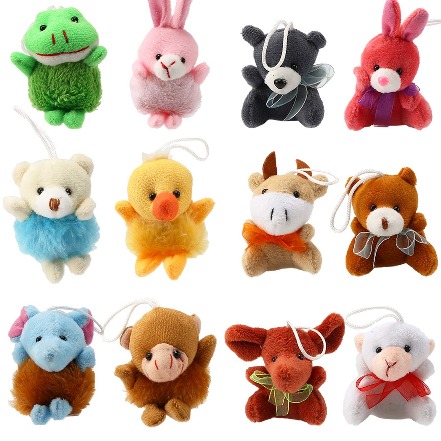 32 Piece Mini Plush Animal Toy Set, Cute Small Animals Plush Keychain Decoration for Themed Parties, Kindergarten Gift, Teacher Student Award, Goody