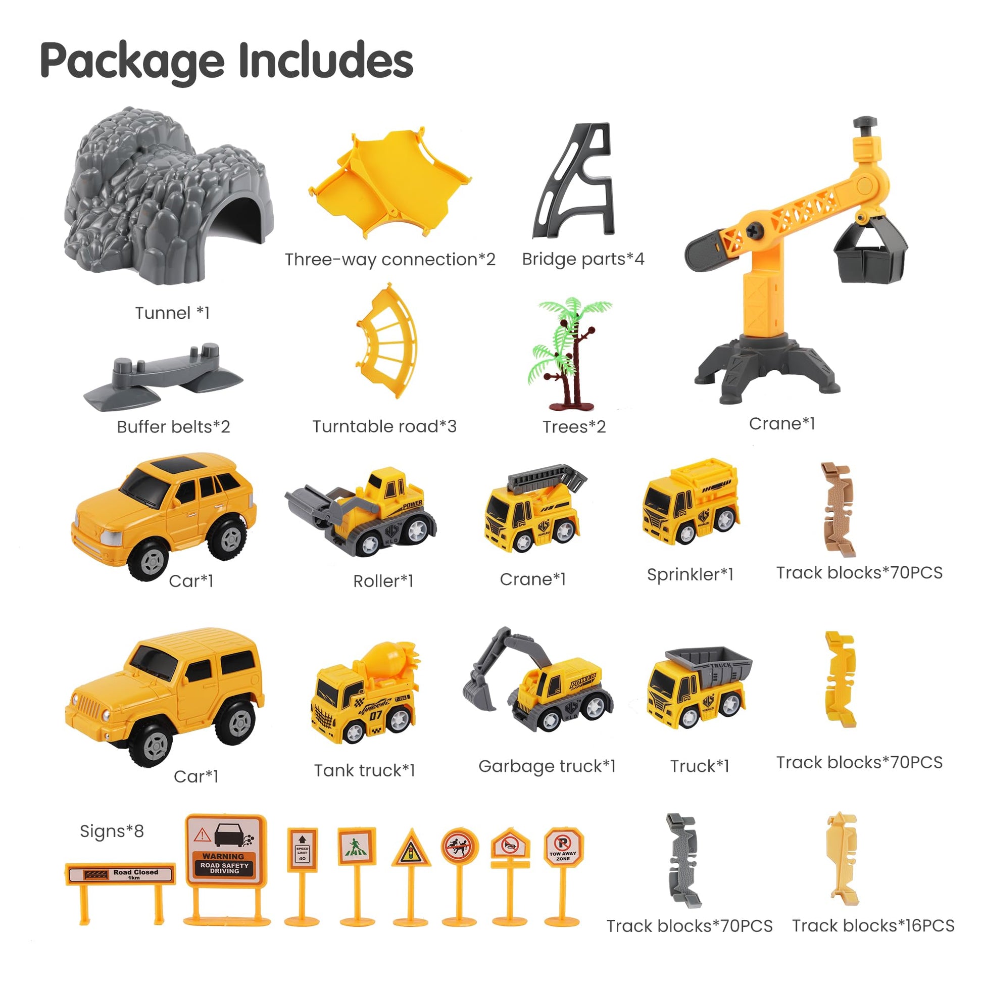 TUMAMA 249pcs Construction Race Track Vehicle Toys for Boys and Girls, STEM Building Bendable Cars Track Sets for Toddlers 3 4 5 6 Years Old