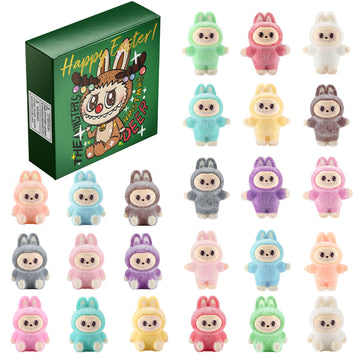 EAZZ 24PCS Flocked Mini Action Figures Set, Cute Figurines Bulk, Small Collectible Toys for Room Decor, Classroom Rewards, Party Favors, Birthday