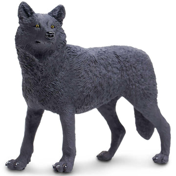 Safari Ltd. Black Wolf Figurine - Realistic 5.3" Figure - Educational Toy for Boys, Girls, and Kids Ages 1+