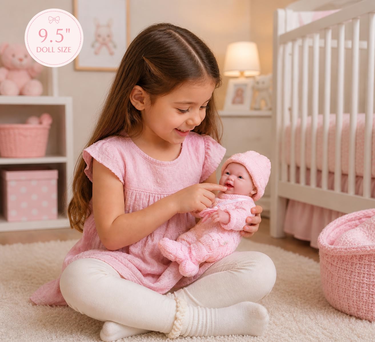 JC Toys - Mini La Newborn First Day | Anatomically Correct Real Girl Baby Doll | 9.5" All-Vinyl | Includes Knit Outfit, Hat and Pacifier | Designed by