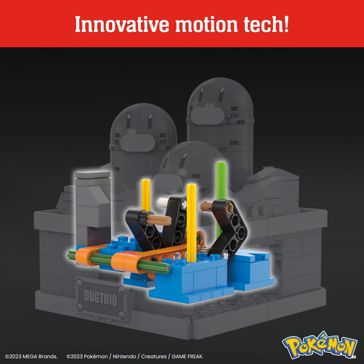 MEGA Pokémon Building Toys Set Mini Motion Dugtrio with 350 Pieces, Pop Up Motion, 5 Inches Tall, for Adult Collectors