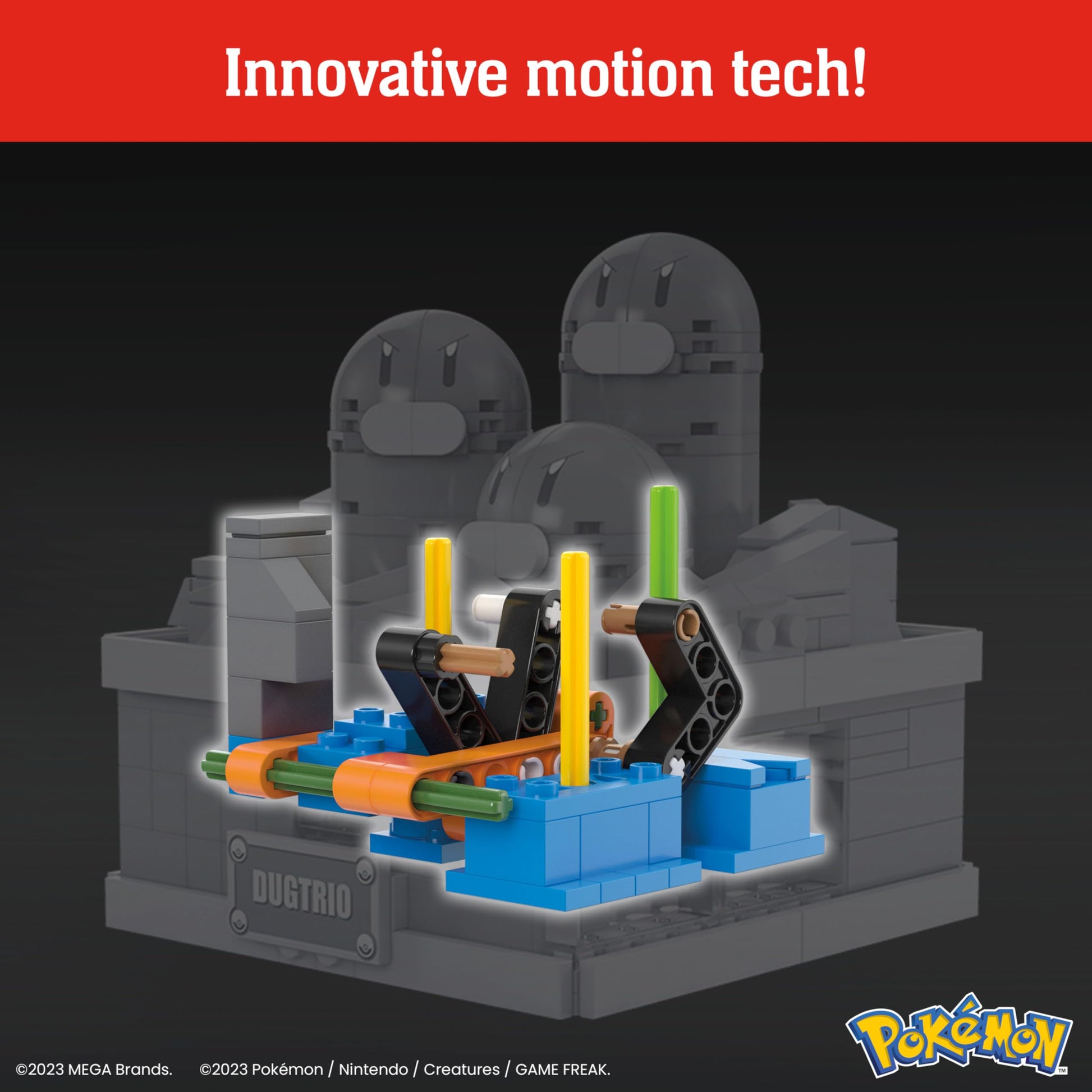 MEGA Pokémon Building Toys Set Mini Motion Dugtrio with 350 Pieces, Pop Up Motion, 5 Inches Tall, for Adult Collectors