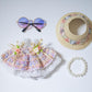 for Labubu Clothes Romantic Style Dresses, for Labubu Outfits with Glasses, Hat, Necklace Bundle for 17cm/6.7in Doll (No Doll)