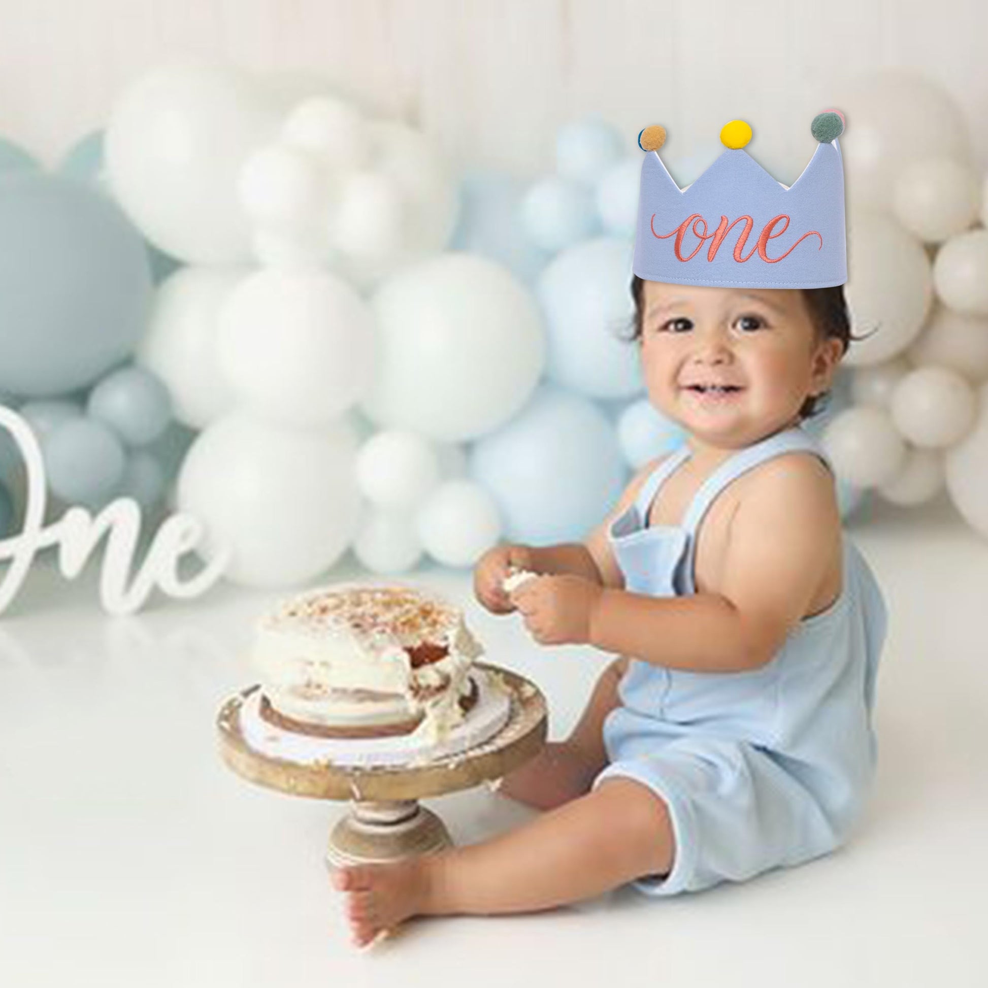 Fenzpartee First Birthday Party Hat - 1st Birthday Party Crown Hat, Unisex One Birthday Decoration Supplies Crown, Anniversary Milestone Celebration