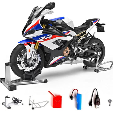 HTLNUZD 1/6 S1000RR Alloy Motorcycle Model with Light & Sound Effects, Ignition & Smoke Spray Simulation Desk Decor Adult Enthusiasts Gift