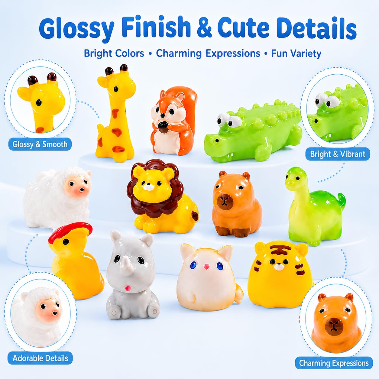 pkaoakyo 52pc Mini Resin Animal Figurines Set - Enchanted Fairy Garden & Desktop Decor, Eco-Friendly Collectible Gift | Vibrant Miniature Resin