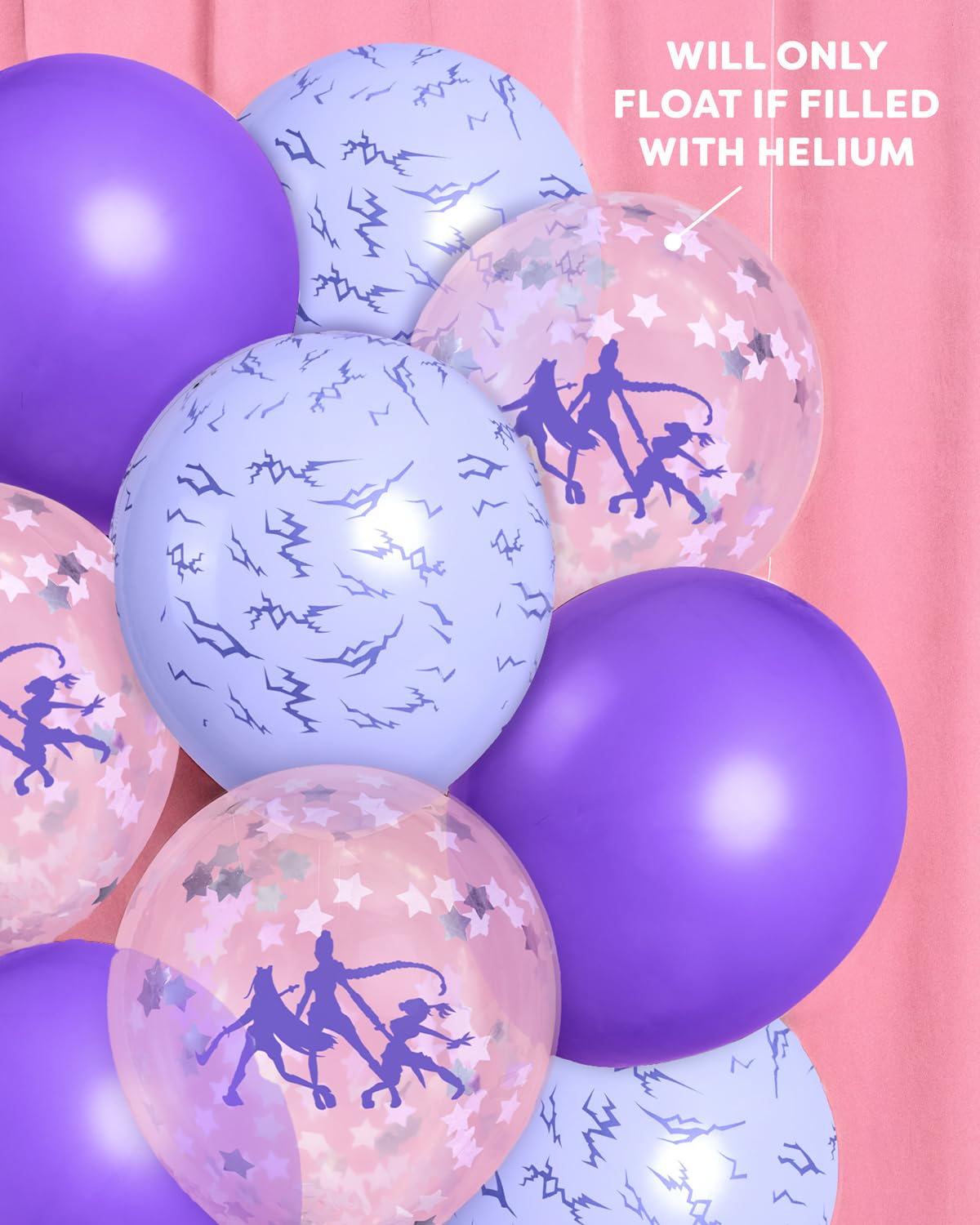 xo, Fetti Kpop Party Balloons - 24 Latex Balloons | Kpop Concert, Girl Group Party, Purple, Iridescent, Confetti, Birthday, Glam