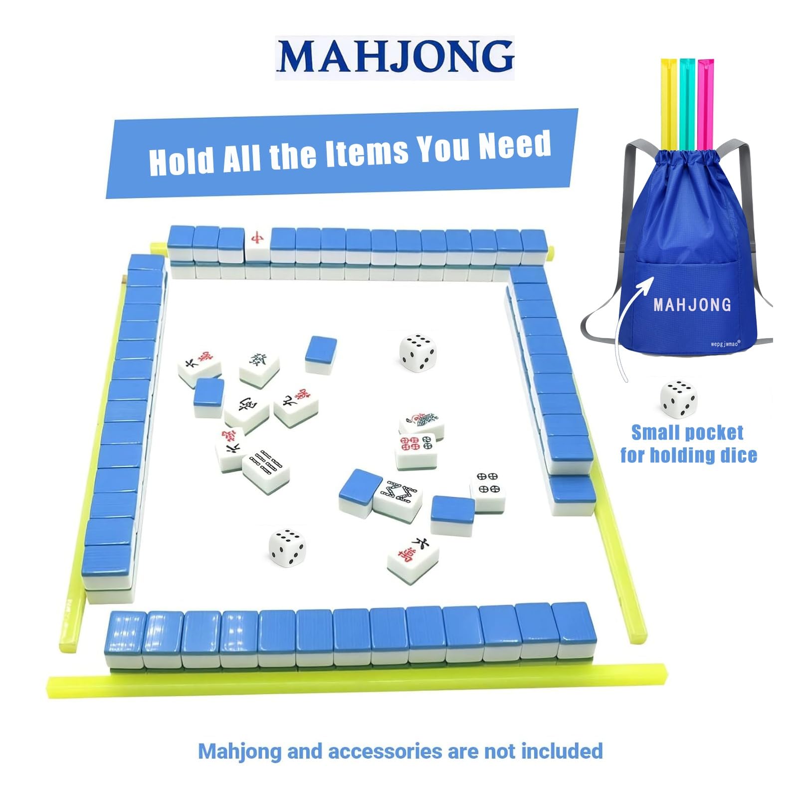 wepgjwmao Mahjong Bags and Mahjong Racks Storage Tote-Holds 166 Tiles & 4 Racks,Travel Mahjong Tile Bag with Double Shoulder