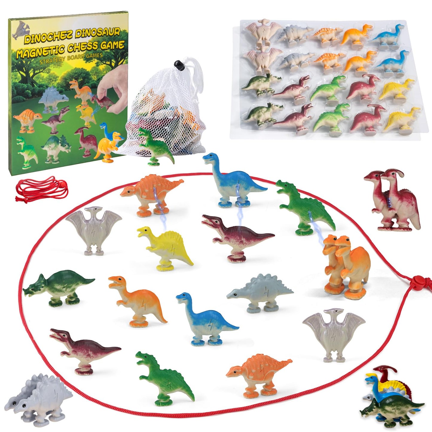 Dinochez Dinosaur Chess Game Set 2026, 20 Pcs Dinosaur Toys Strategy Board Games for Birthday, Travel, and Valentines Day Gifts
