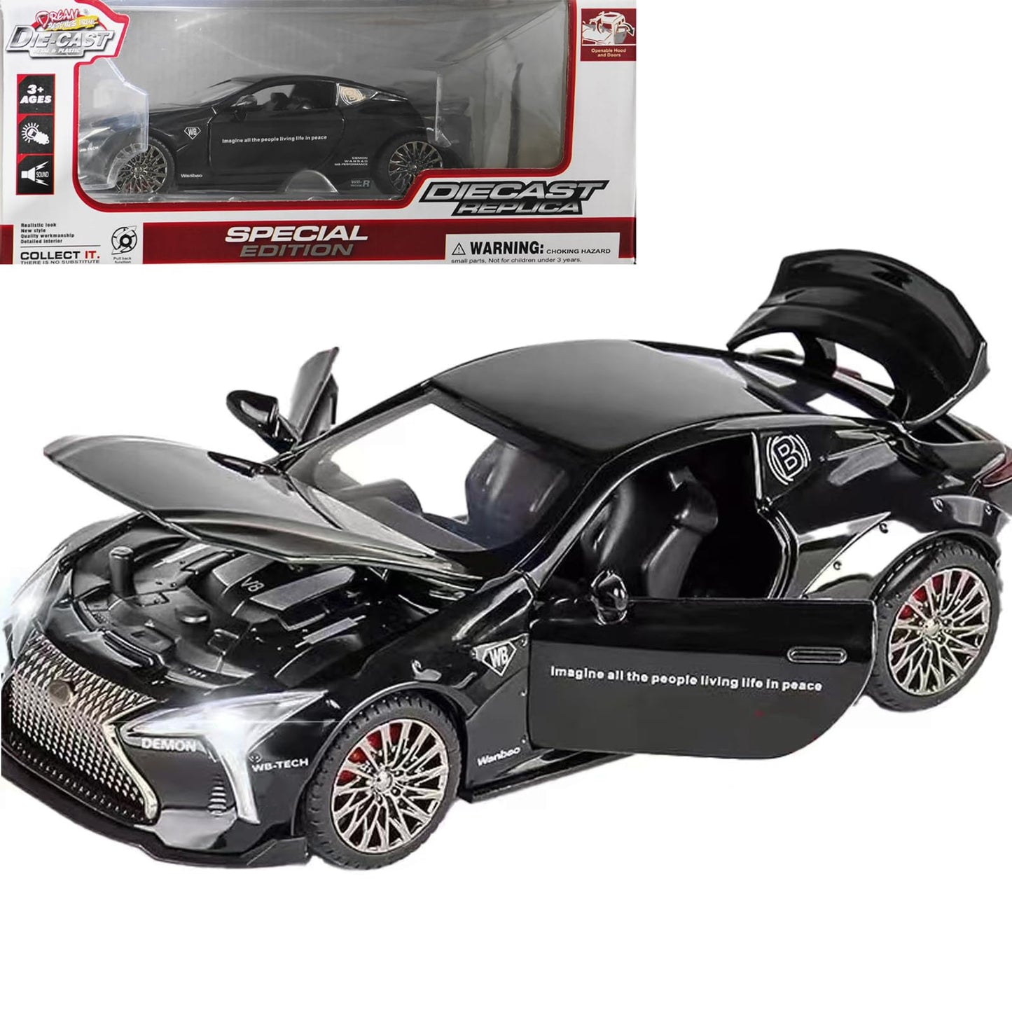 ERBADIHAGO Toy Cars Sport Car 1:32 Diecast Collect Car Toy with Light and Sound Diecast Metal Collectible Model Cars for 3+ Year Old Boys Pull Back