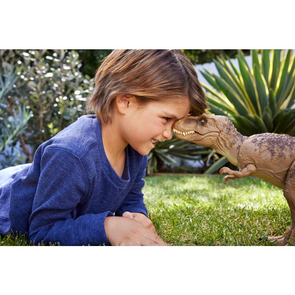 Mattel Jurassic World Chaos Theory All-Out Attack Tyrannosaurus Rex Dinosaur Action Figure Toy, T. rex with Rampage Attack, Chomp & Roar & Evolved