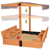 GUTINNEEN Upgraded 47" Outdoor Wooden Sandbox for Kids Ages 4-8 Brwon