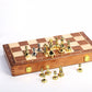 15-Inch Folding Chess Set, Wooden Board with Metal Pieces，Metal Bronze Chess Pieces, Travel Board Game with Extra 2 Queens (Gold and Silver)