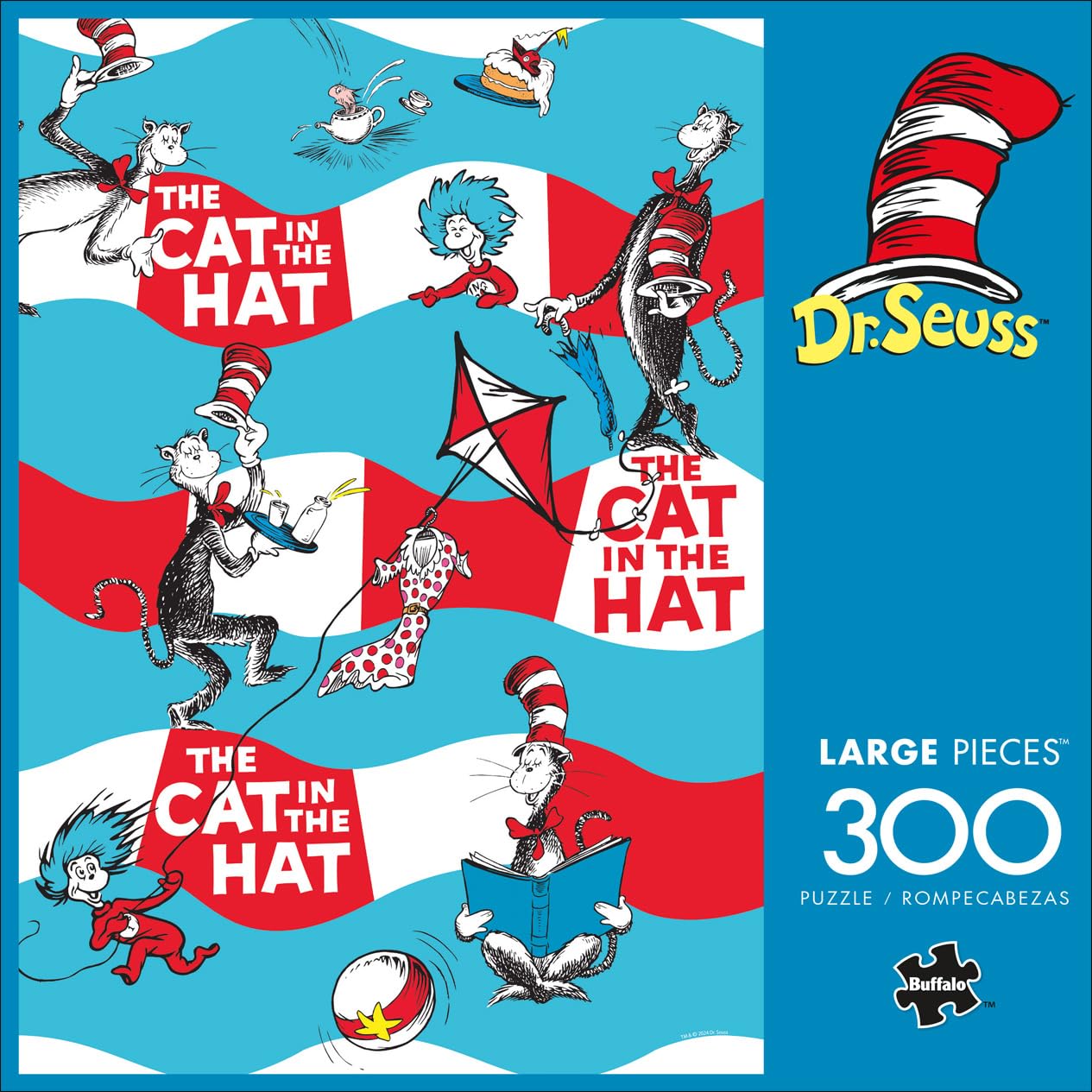 Buffalo Games - Dr. Seuss Enterprises - The Cat in the Hat Stripes - Jigsaw Puzzle for Adults - Challenging Puzzle Perfect for Game Nights - Finished