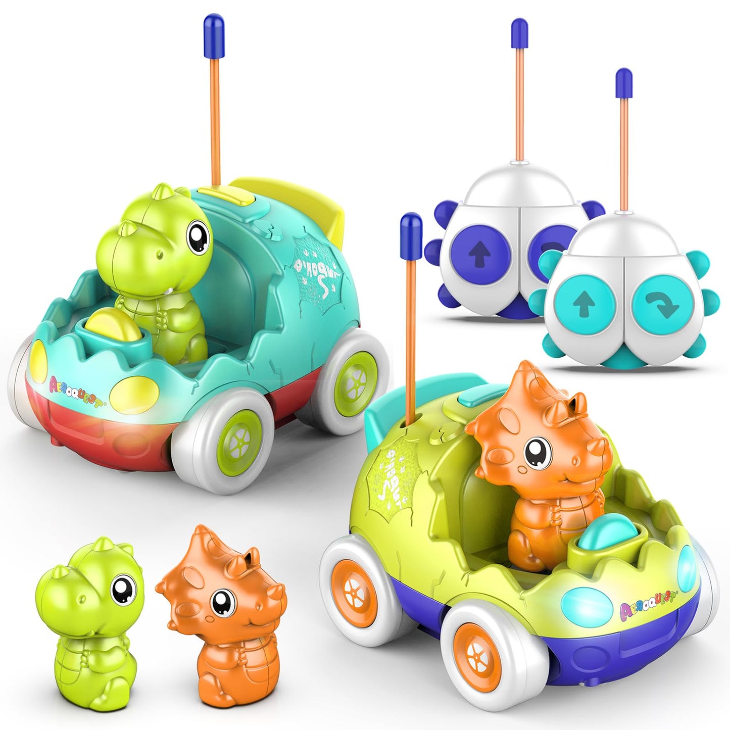 AEROQUEST Remote Control Car for Toddlers Dinosaur Toy for Kids