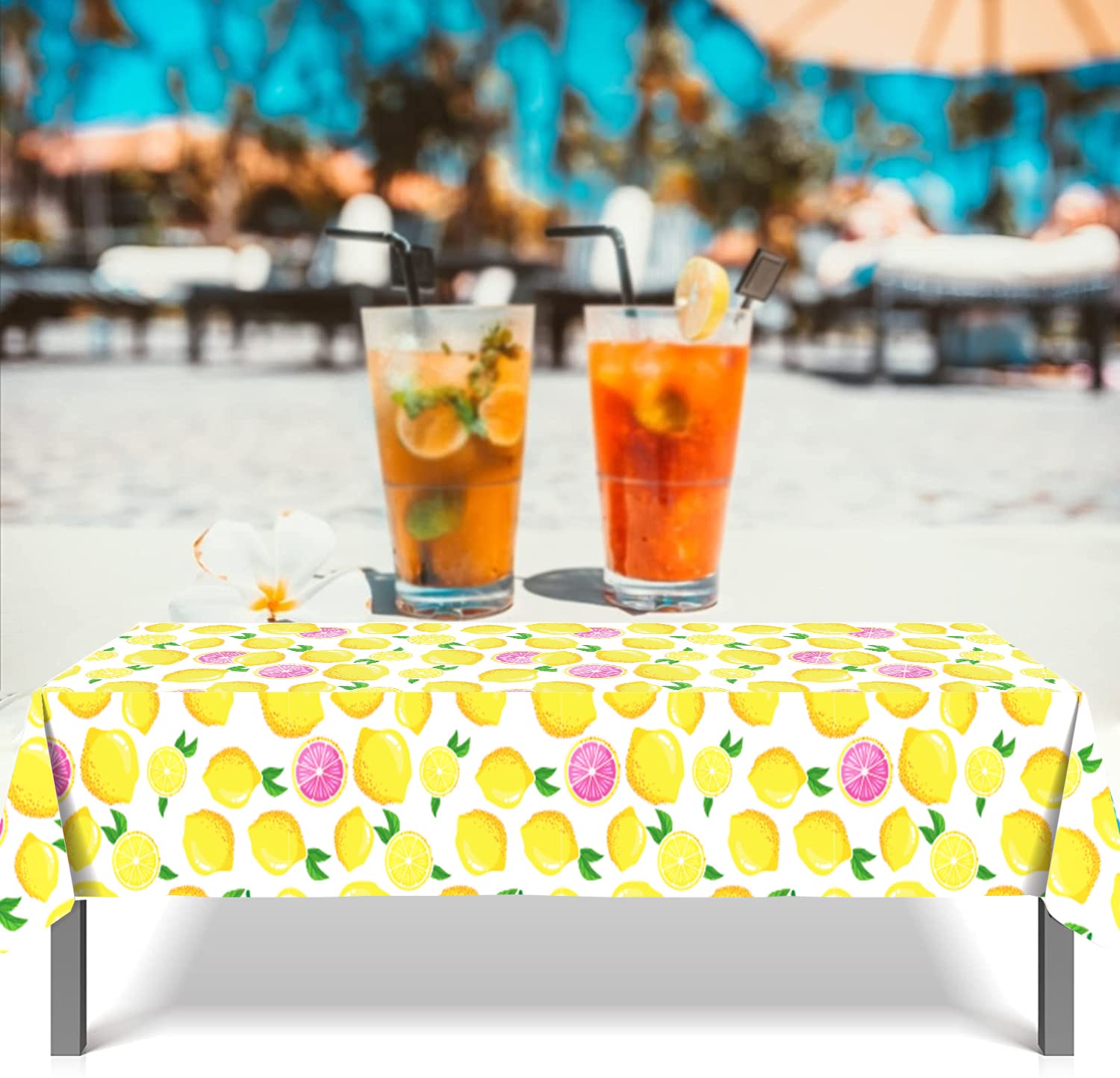 AMZPTBOY Hawaiian Lemon Tablecloth,Lemon Party Decoration, Disposable Lemon Table Cover Summer Fruit Table Cover Indoor/Outdoor Picnic Summer Beach