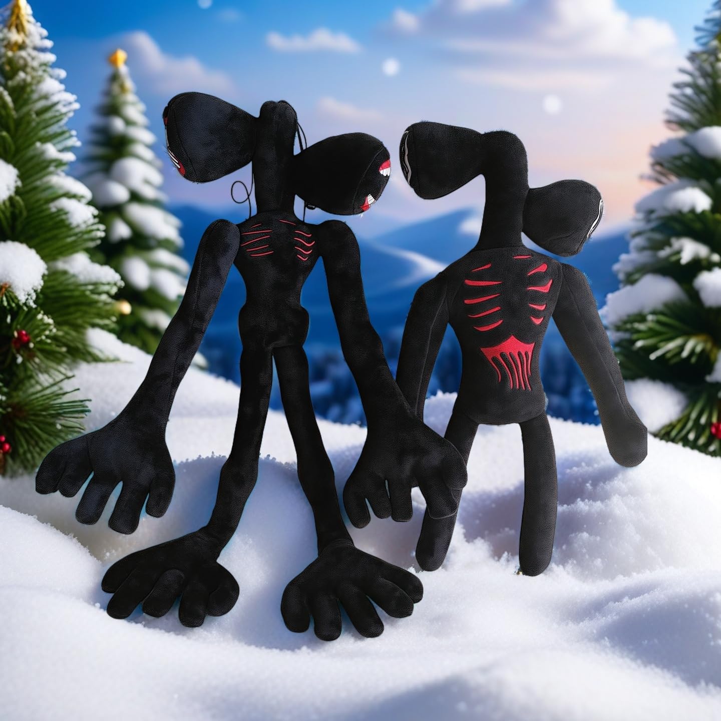BELEJOYFOK 2PCS Siren Head Monster Double-Head Plush Toys (Black)