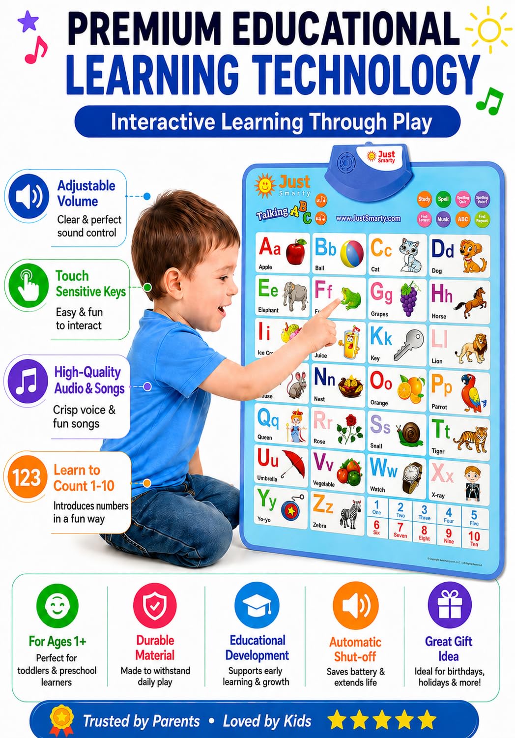 Just Smarty Interactive Alphabet Wall Chart, Blue