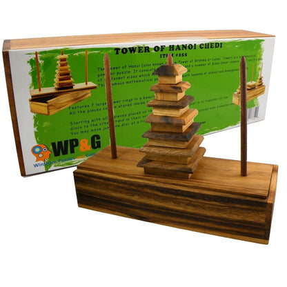 Tower of Hanoi Chedi 7 Layers - Wooden IQ Puzzle Brain Teaser