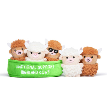Emotional Support Highland Cows by Relatable, Cuddly Stuffed Animals, Plushies, and Cute Stuff, Great Back to School Gifts and Desk Accessories