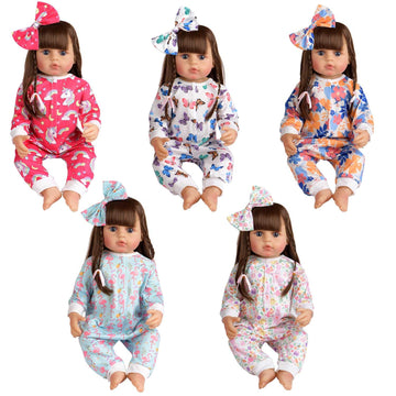 Sweet Dolly Reborn Baby Doll Clothes Accessories, 5 Set of Doll Clothing, Jumpsuit Bow Headband Outfits for 20 Inch to 22 Inch Dolls, 10 PCs in Total