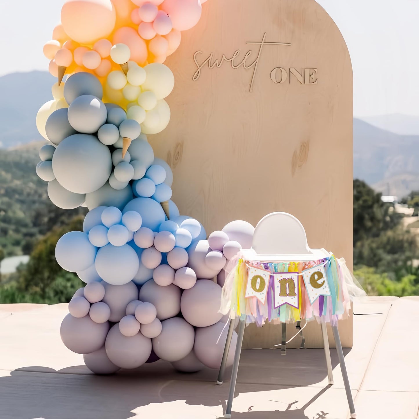 Pastel Rainbow High Chair Banner 1st Birthday