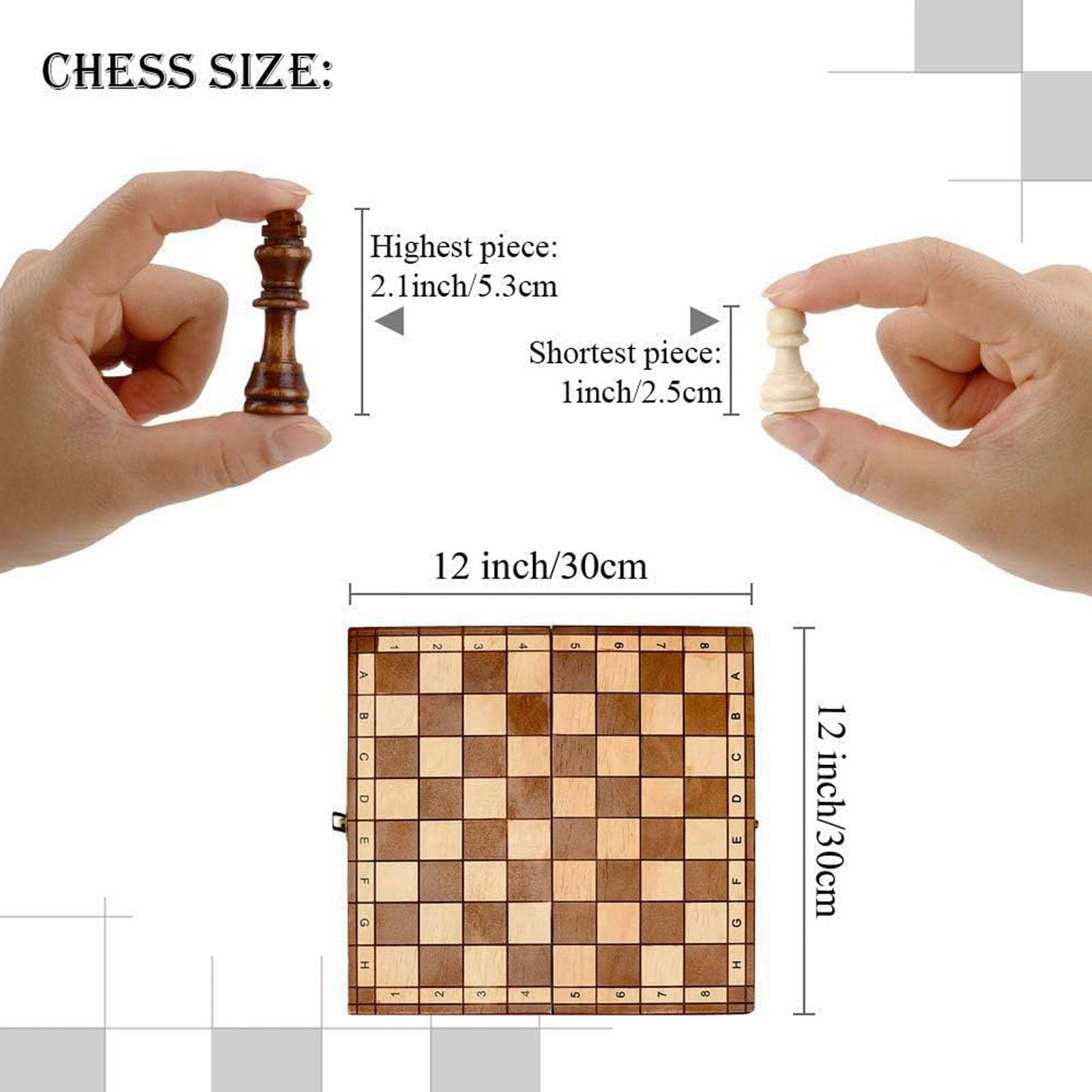 Syrace Folding Hand Crafted Wooden Chess Set Chess Board for Kids and Adults 30 x 30 CM