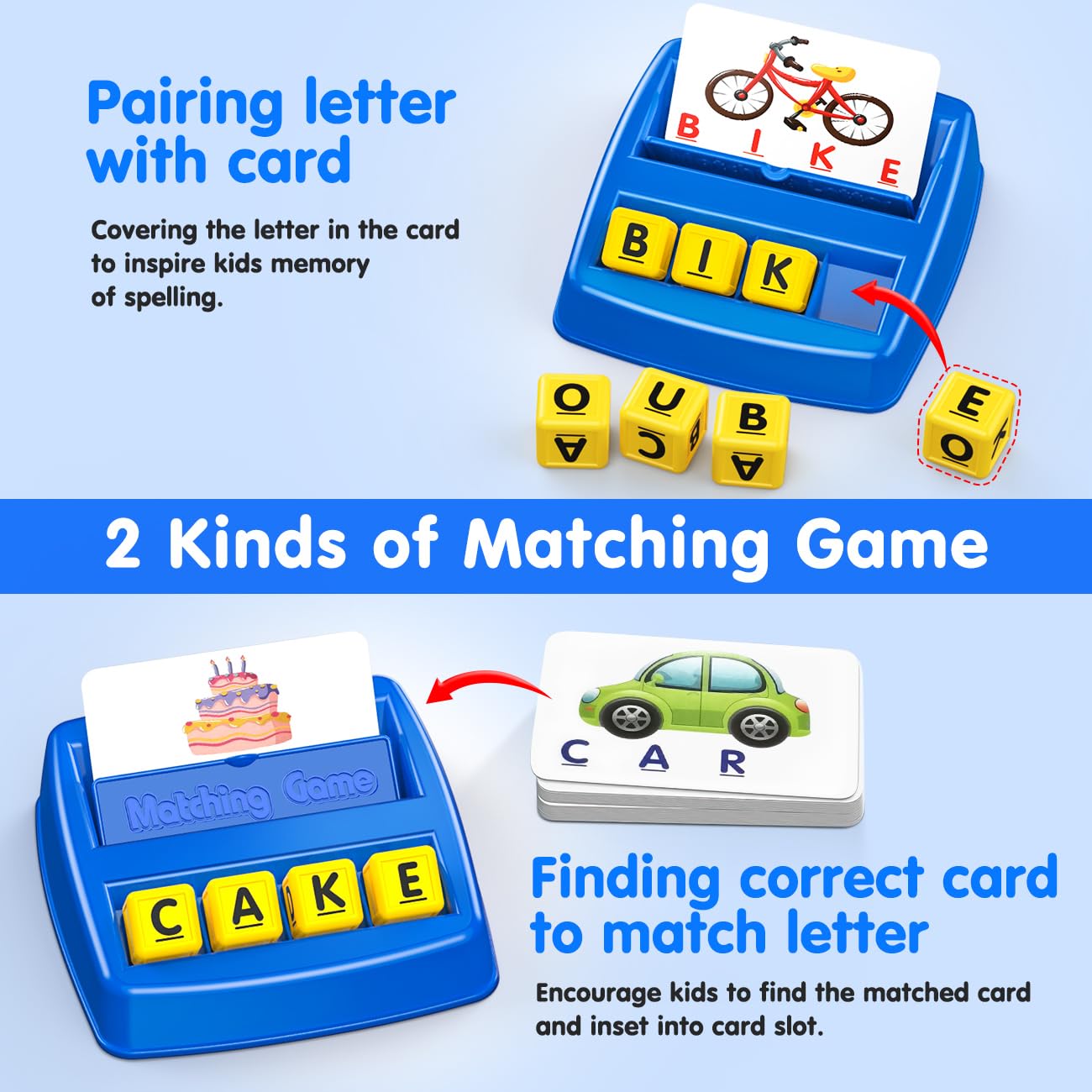 HahaGift Educational Toys for 3-5 Year Old Boy Girl Gifts, Matching Letter Learning Games Activities, Ideal Christmas Birthday Gift for Toddler Kids