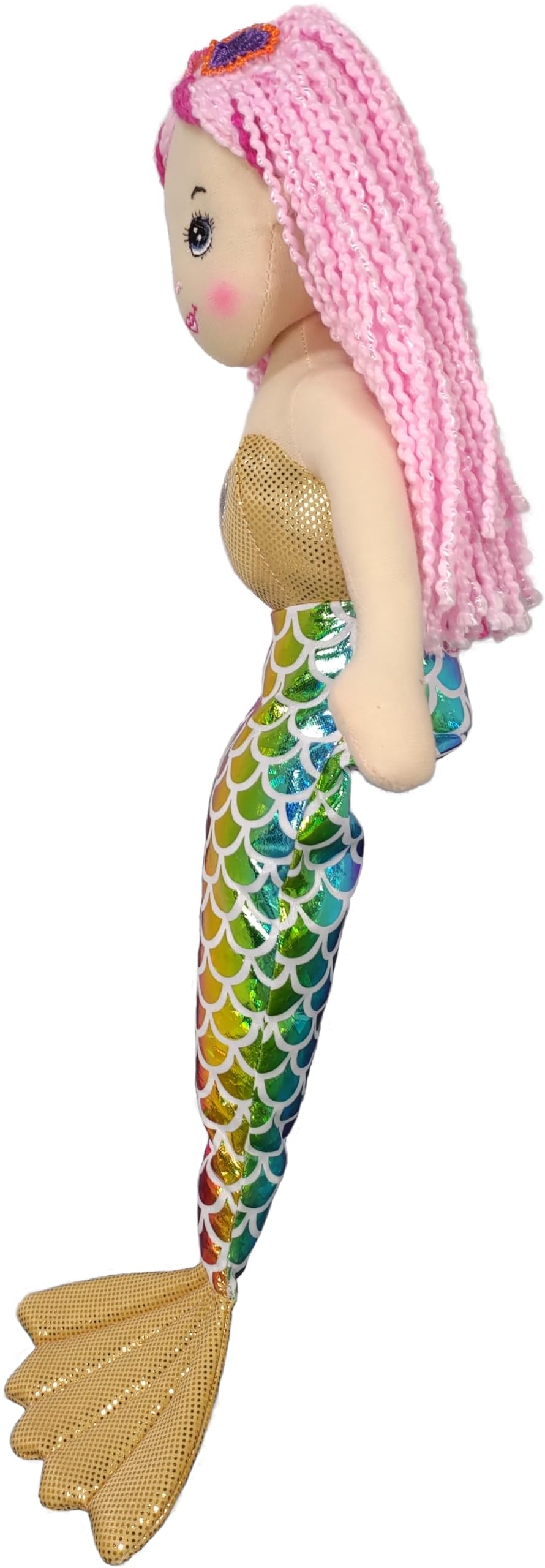 Anico 18" Colorful Mermaid with Pink Hair and Rainbow Tail - Soft Mermaid Plush Doll, Stuffed Mermaid Toy, Perfect for Kids, Mermaid Lovers, and Gift