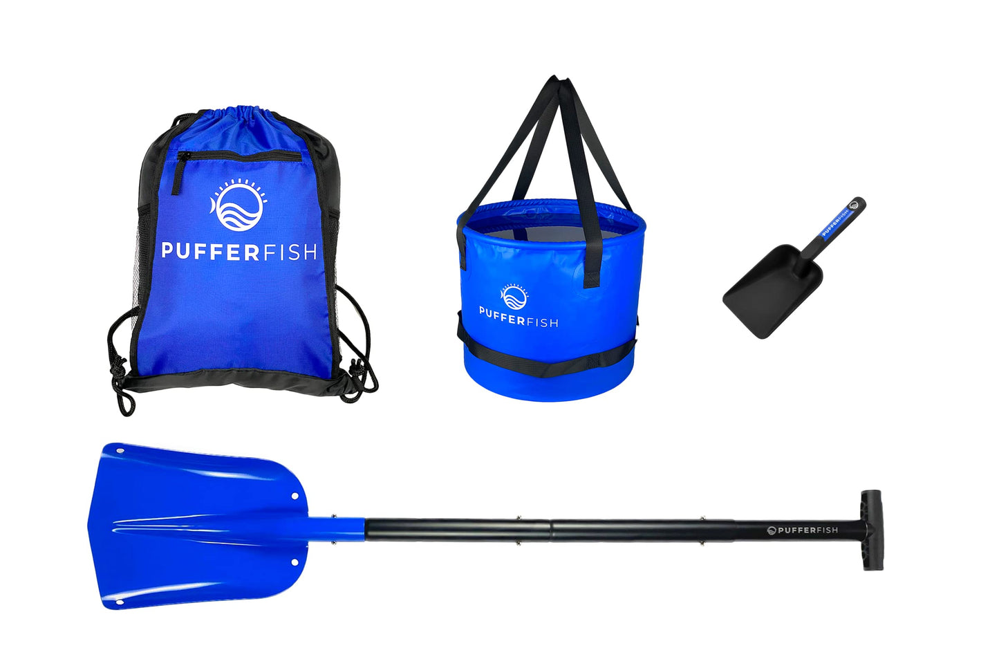 PUFFERFISH Sand Castle KIT - PRO-Quality Tools for Building Amazing Sand Castles, Including Bucket, Big Beach Shovel, and Super Scoop Made from