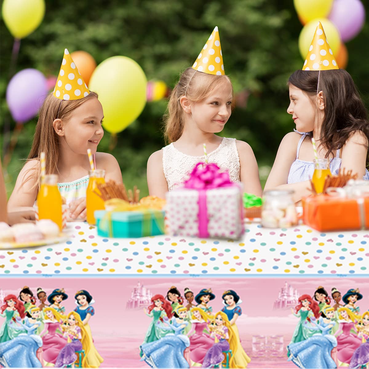 RBJHDRHD 2Pcs Princess Party Tablecloth Princess Birthday Party Supplies Girl Kids Baby Shower Birthday Party Supplies