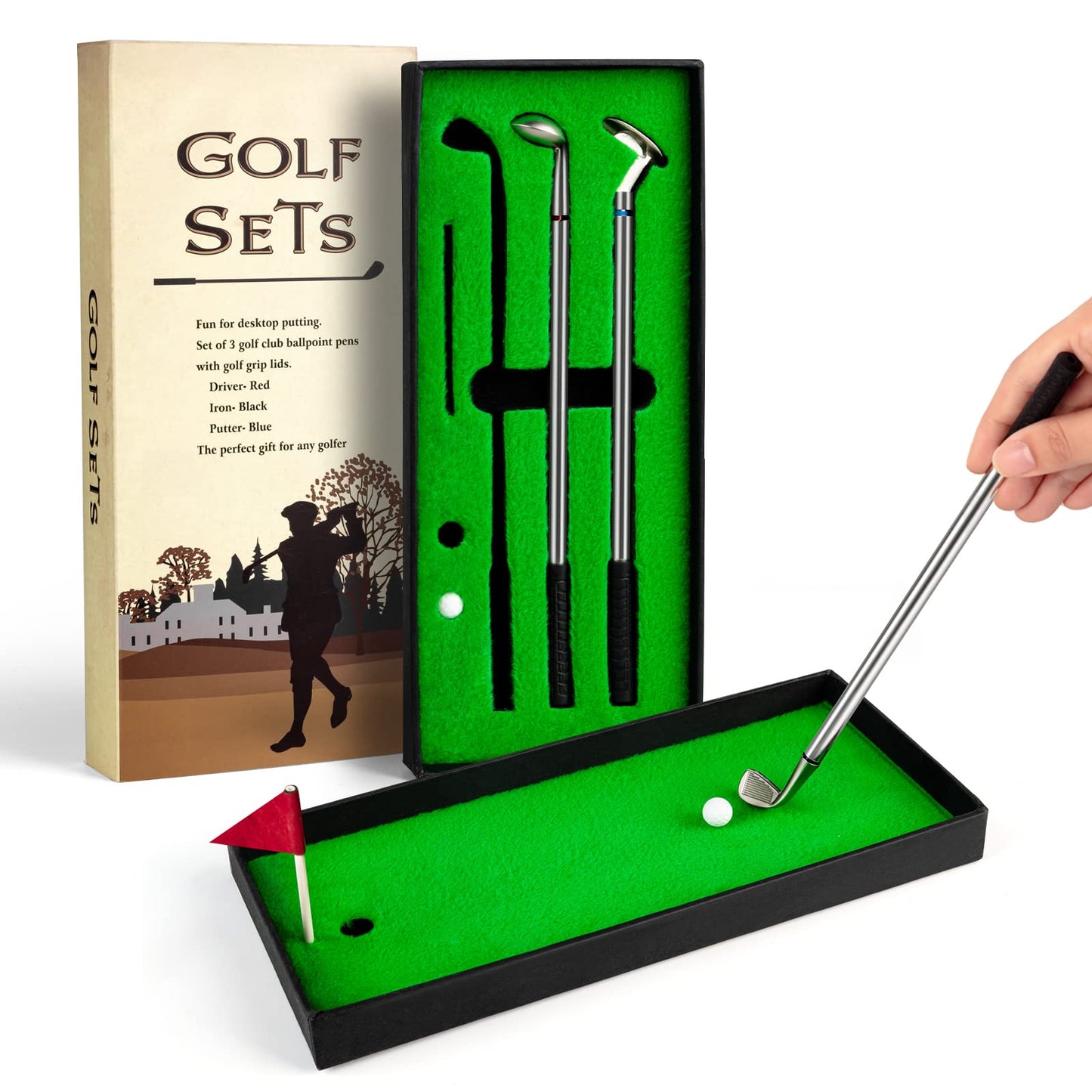 Juboury Golf Pen Gift Set,Mini Office Desk Golf Pens Game